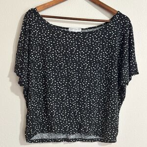 Cotton On Shirt Polka Dots White Black Cropped Top Tee Short Sleeve Small